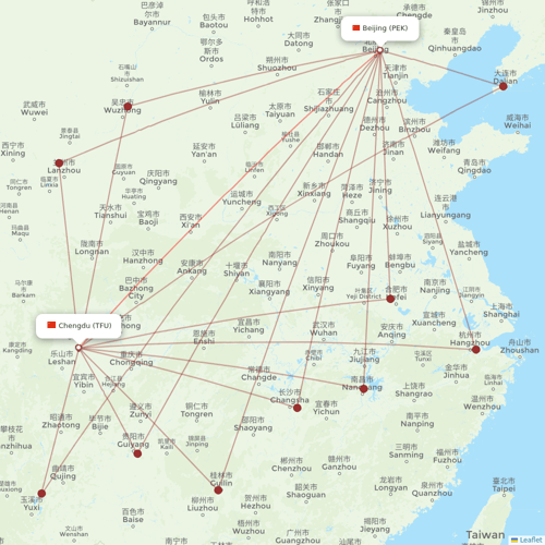 Sichuan Airlines flights between Beijing and Chengdu