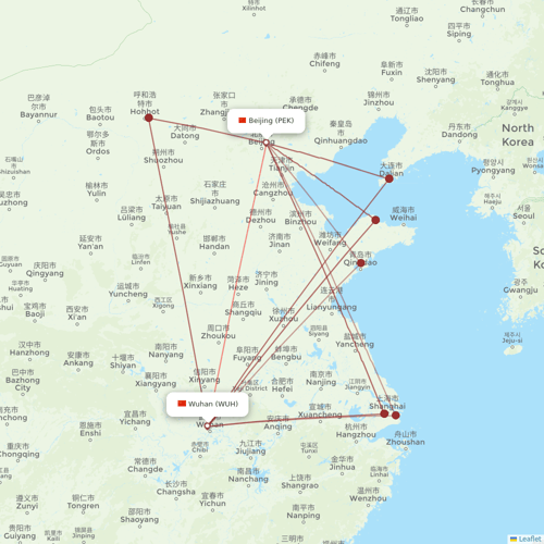Air China flights between Beijing and Wuhan