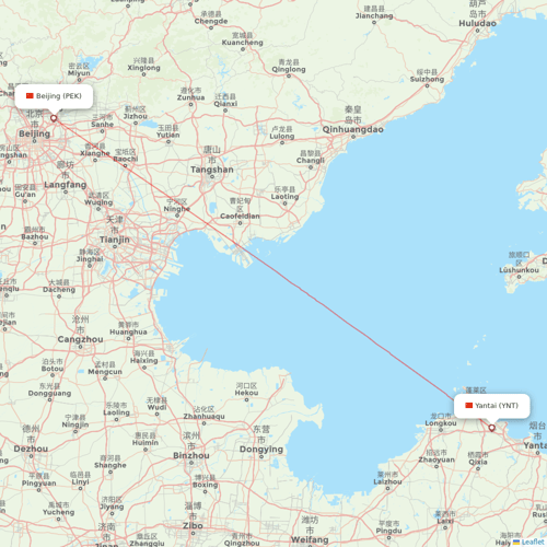 Shandong Airlines flights between Beijing and Yantai