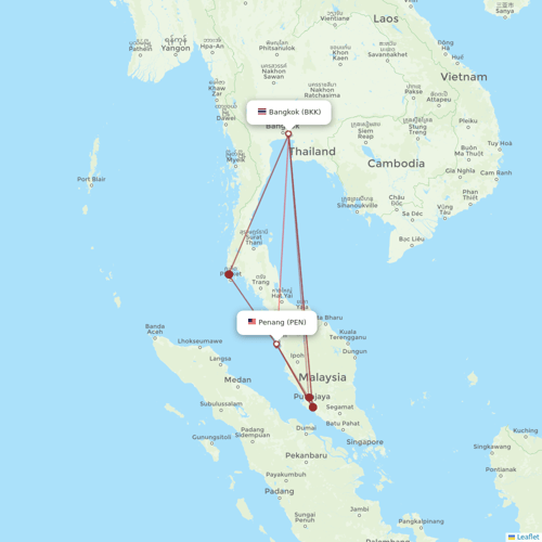 Firefly flights between Penang and Bangkok