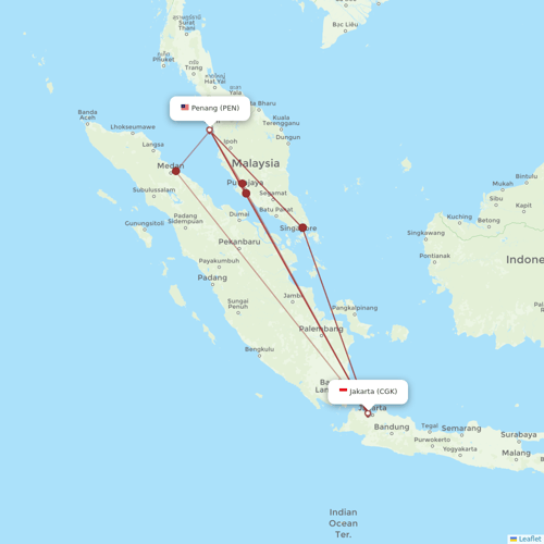Batik Air flights between Penang and Jakarta
