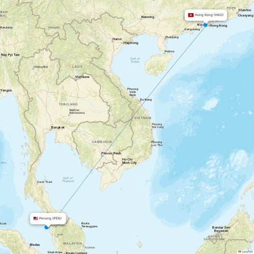 HK Express flights between Penang and Hong Kong