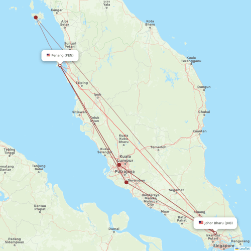 AirAsia flights between Penang and Johor Bharu