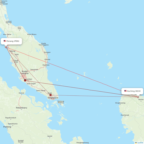 Firefly flights between Penang and Kuching