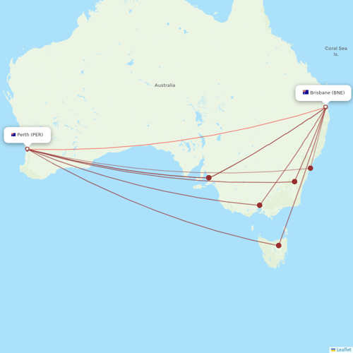 Virgin Australia flights between Perth and Brisbane