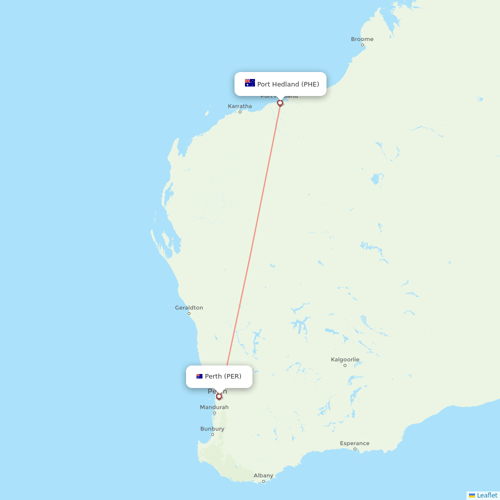 Qantas flights between Perth and Port Hedland