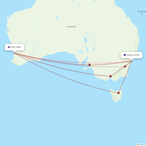Qantas flights between Perth and Sydney