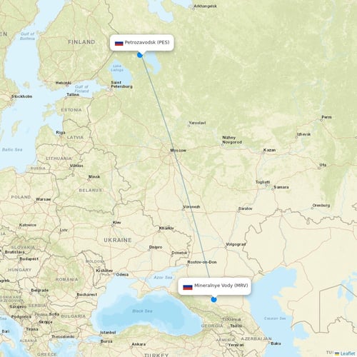 Severstal Aircompany flights between Petrozavodsk and Mineralnye Vody