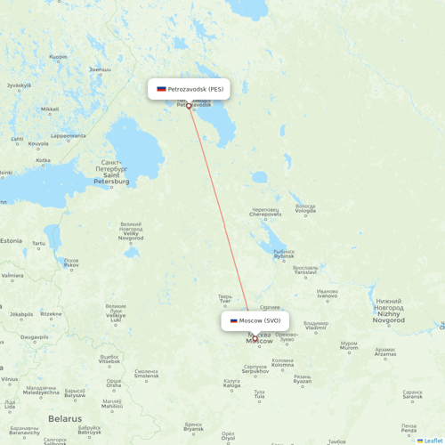 Severstal Aircompany flights between Petrozavodsk and Moscow