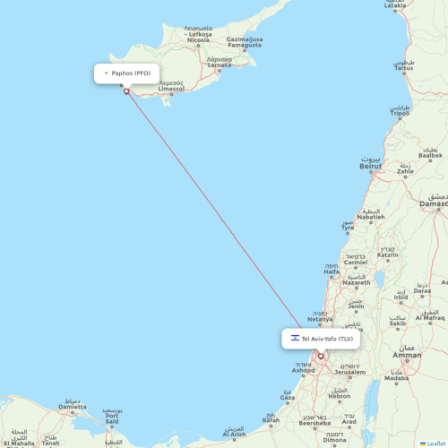 Blue Dart Aviation flights between Paphos and Tel Aviv-Yafo