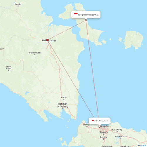 Super Air Jet flights between Pangkal Pinang and Jakarta