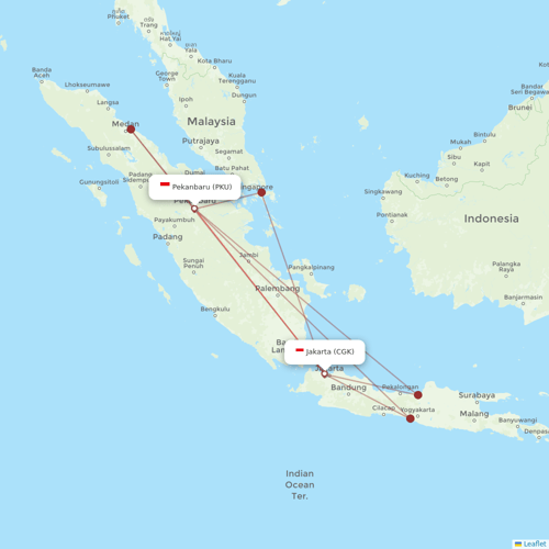 Apsara International flights between Pekanbaru and Jakarta