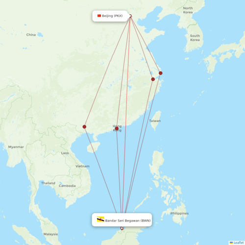 Royal Brunei Airlines flights between Beijing and Bandar Seri Begawan