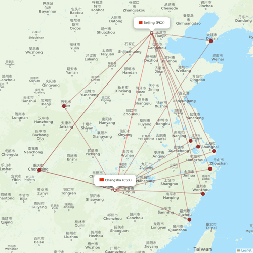 HongTu Airlines flights between Beijing and Changsha