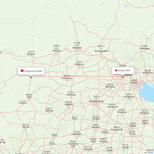 China United Airlines flights between Beijing and Dongsheng