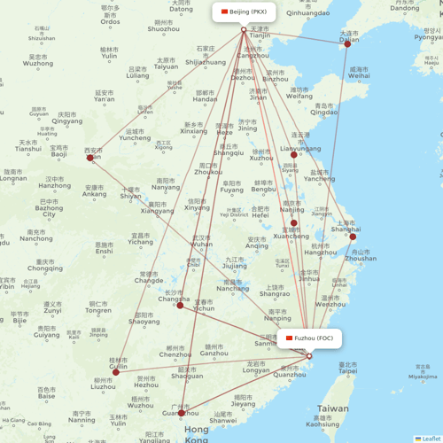 Xiamen Airlines flights between Beijing and Fuzhou