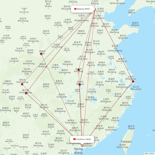 China United Airlines flights between Beijing and Huizhou