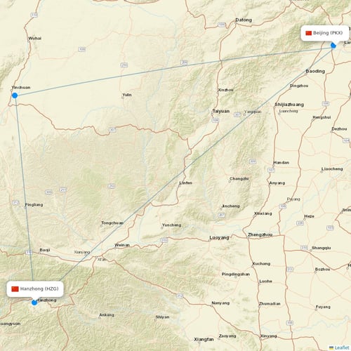 China United Airlines flights between Beijing and Hanzhong