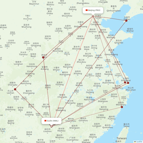 Hebei Airlines flights between Beijing and Guilin