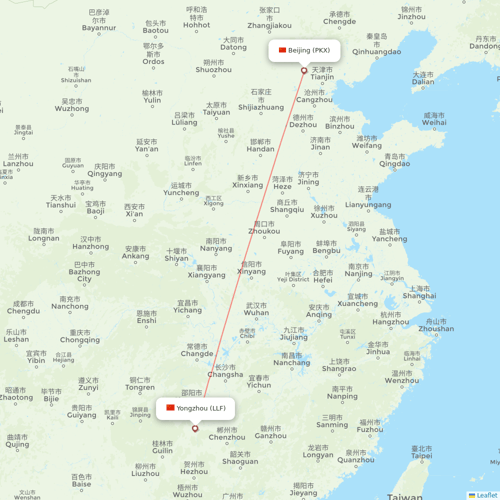 China United Airlines flights between Beijing and Yongzhou