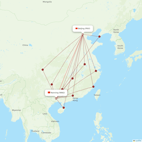 Hebei Airlines flights between Beijing and Nanning
