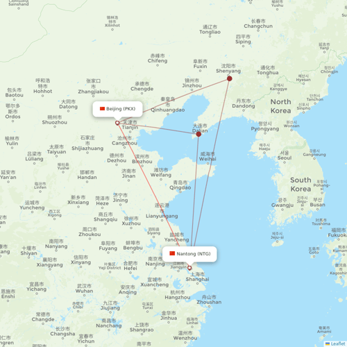 Hebei Airlines flights between Beijing and Nantong