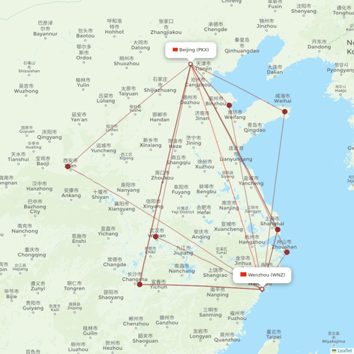 China United Airlines flights between Beijing and Wenzhou