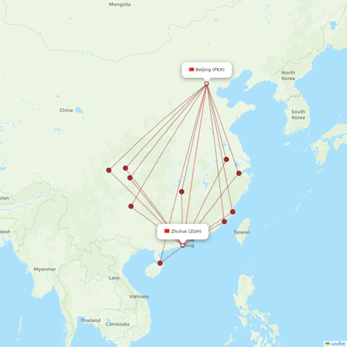 Hebei Airlines flights between Beijing and Zhuhai