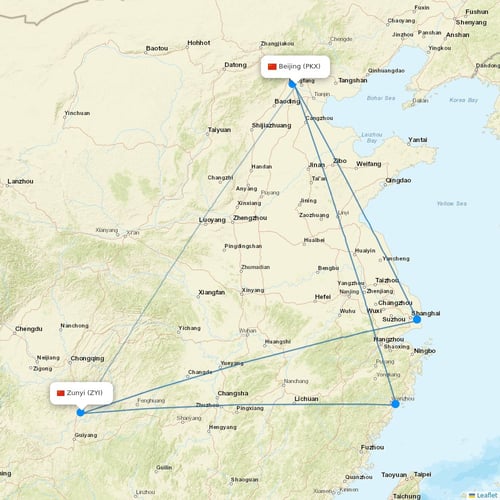 Hebei Airlines flights between Beijing and Zunyi