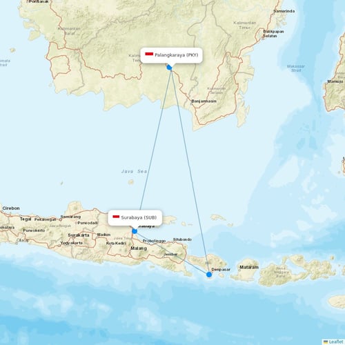 Lion Air flights between Palangkaraya and Surabaya