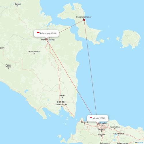 Super Air Jet flights between Palembang and Jakarta