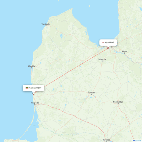 Air Baltic flights between Palanga and Riga
