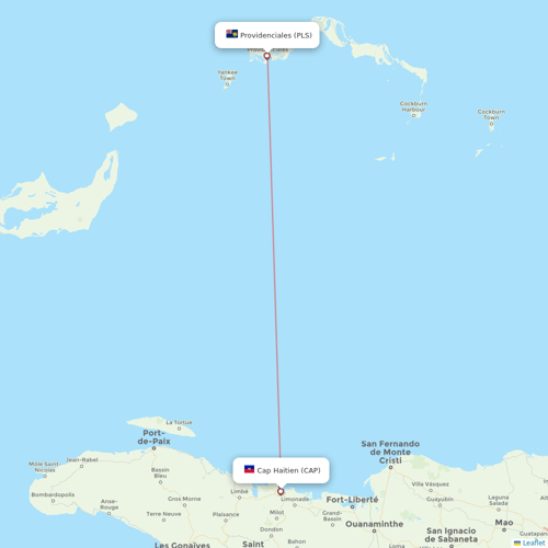 interCaribbean Airways flights between Providenciales and Cap Haitien