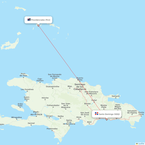 interCaribbean Airways flights between Providenciales and Santo Domingo