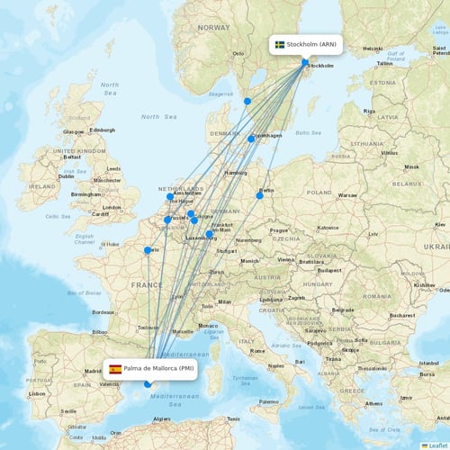 Norwegian Air Intl flights between Palma de Mallorca and Stockholm