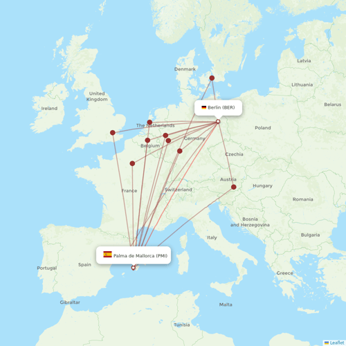 Ryanair flights between Palma de Mallorca and Berlin