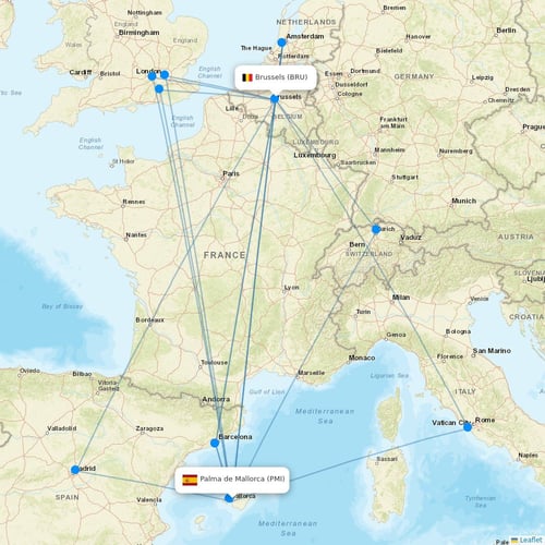 TUI Airlines Belgium flights between Palma de Mallorca and Brussels