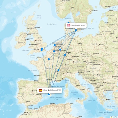 Norwegian Air Intl flights between Palma de Mallorca and Copenhagen