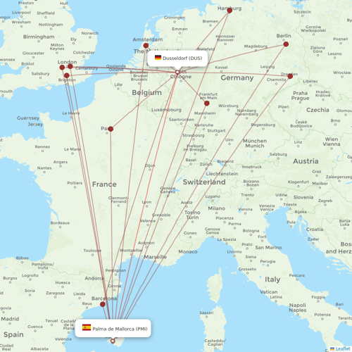 TUIfly flights between Palma de Mallorca and Dusseldorf