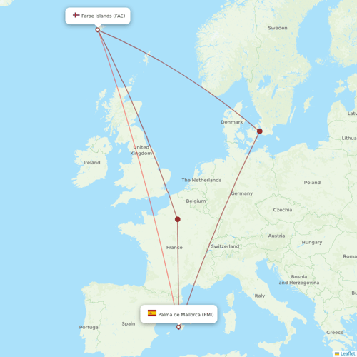 Atlantic Airways flights between Palma de Mallorca and Faroe Islands