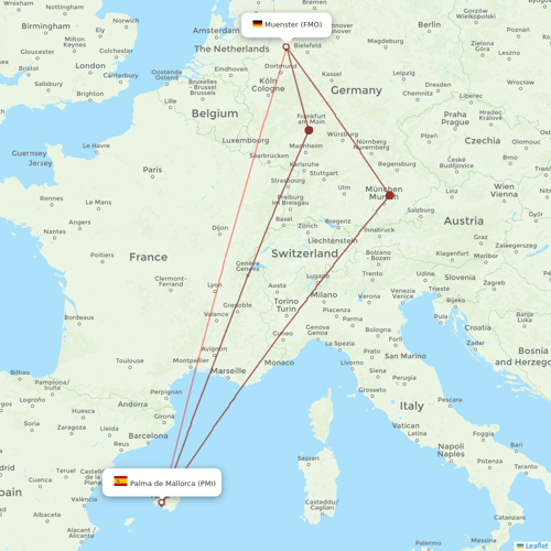 Eurowings flights between Palma de Mallorca and Muenster