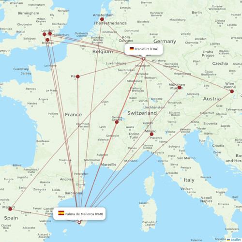 Airbus Transport International flights between Palma de Mallorca and Frankfurt