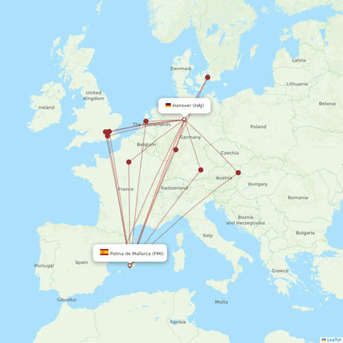 TUIfly flights between Palma de Mallorca and Hanover