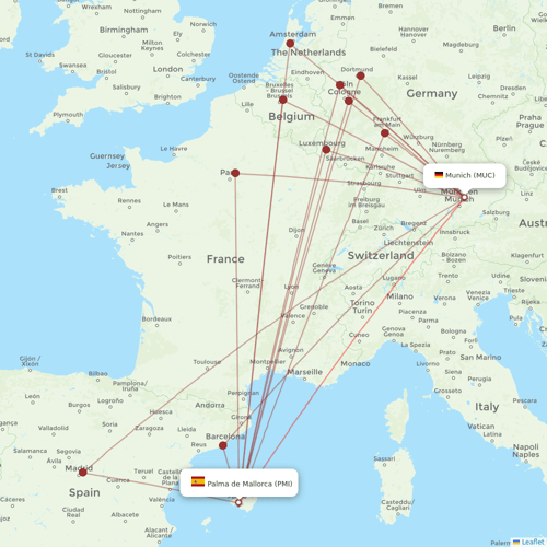 Eurowings flights between Palma de Mallorca and Munich