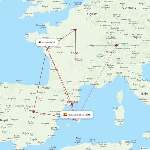Volotea flights between Palma de Mallorca and Nantes