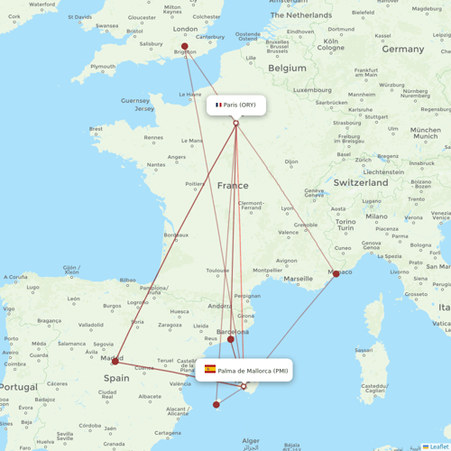 Transavia France flights between Palma de Mallorca and Paris