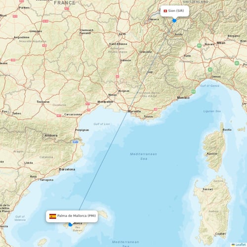 TAB flights between Palma de Mallorca and Sion