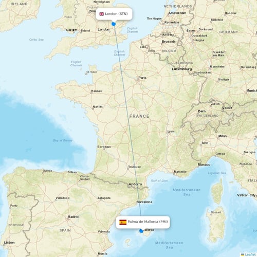 Jet2 flights between Palma de Mallorca and London