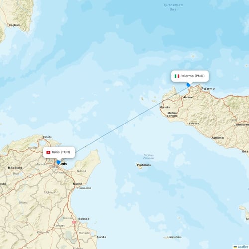 Tunisair Express flights between Palermo and Tunis