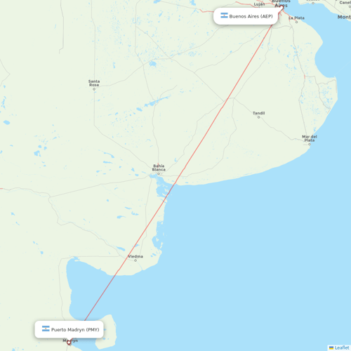 Felix Airways flights between Puerto Madryn and Buenos Aires
